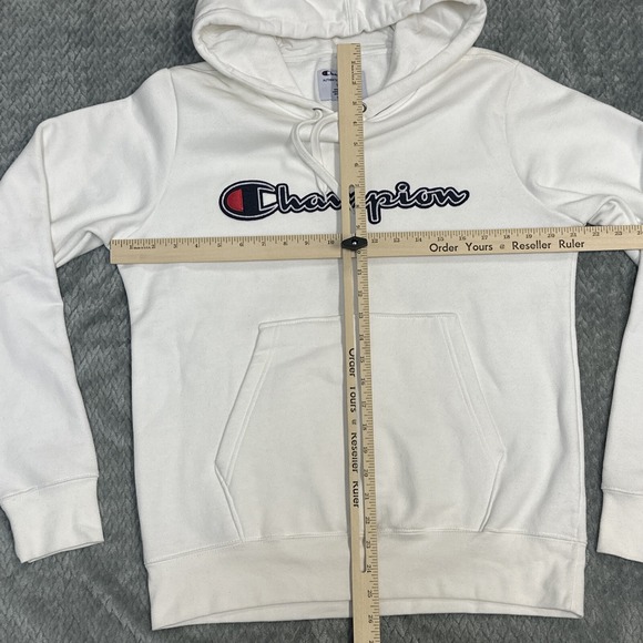 Champion Women's Sweatshirt Size Small Powerblend Hoodie White Center Logo - Picture 6 of 7